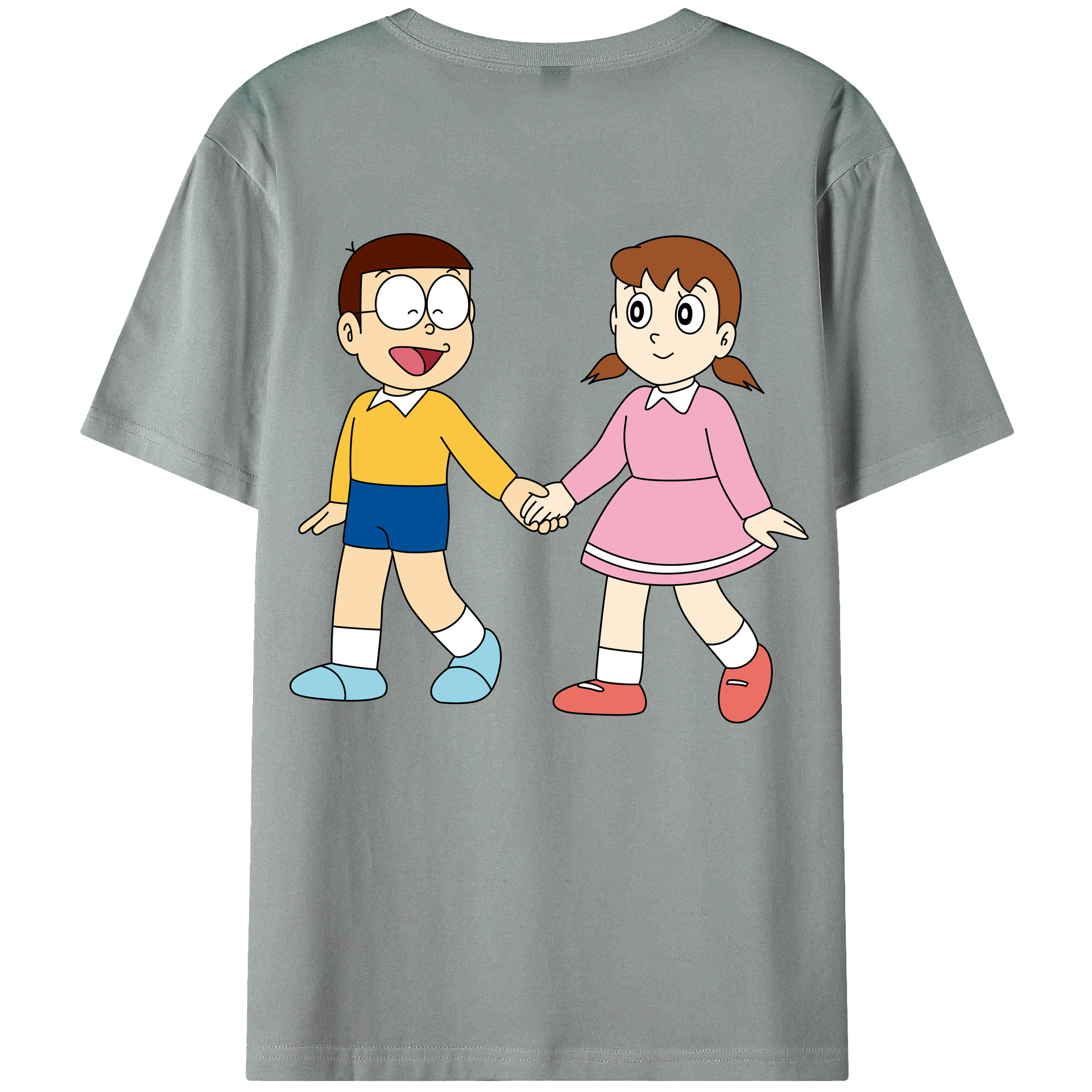 （画像用） ドラえもん 野比 のび太 Doraemon Nobita Nobi 綿100％ メンズ半袖Tシャツ（バックプリント） 通気性